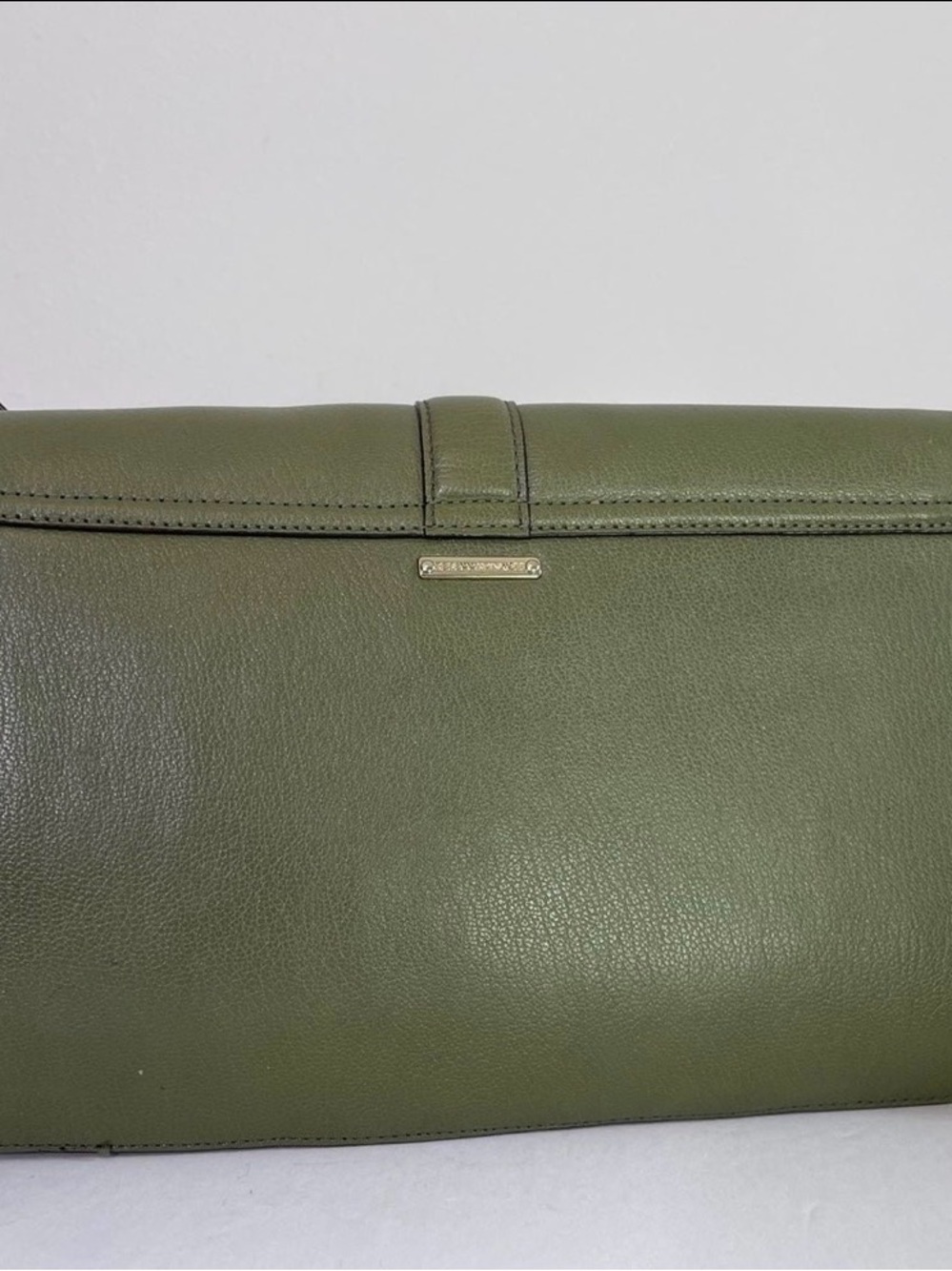 Olive Green Leather Shoulder Bag - Picture 3 of 9